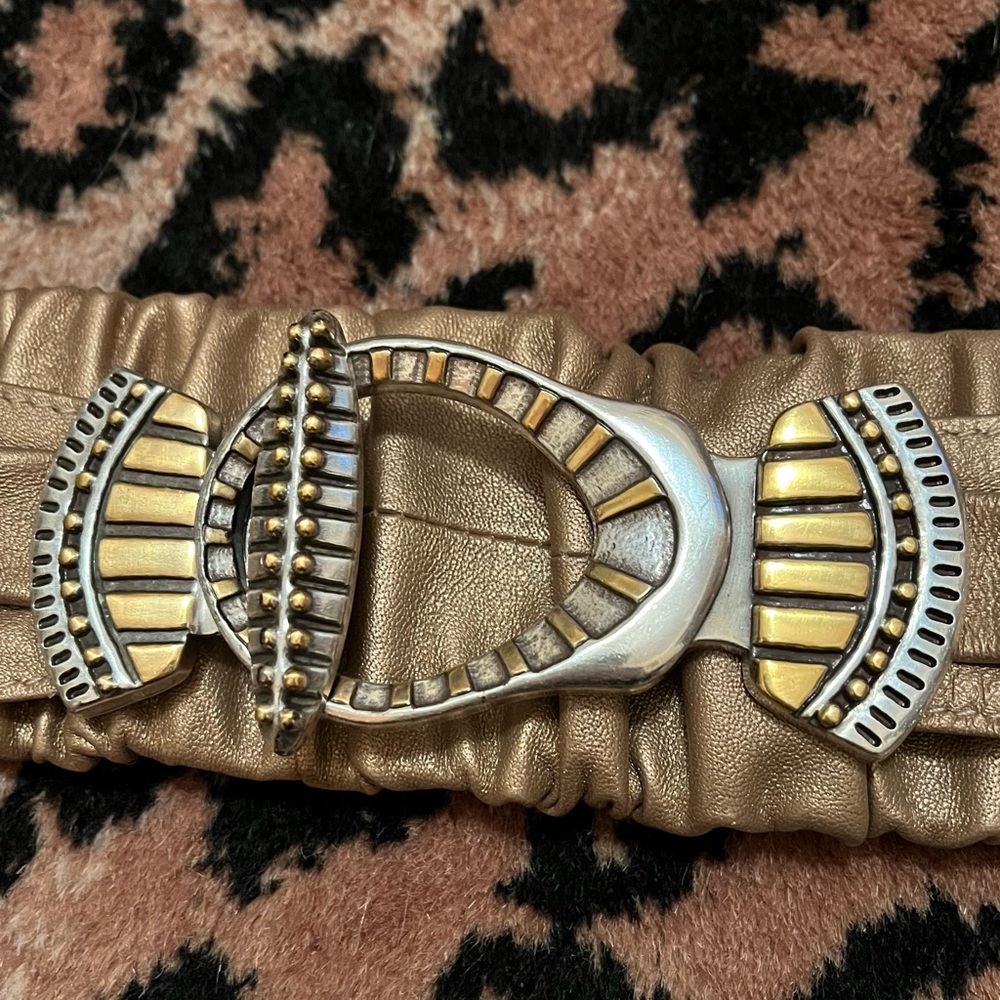 RETRO ORNATE 2-tone BUCKLE CINCH BELT